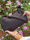 Kantha stitch linen sling bag