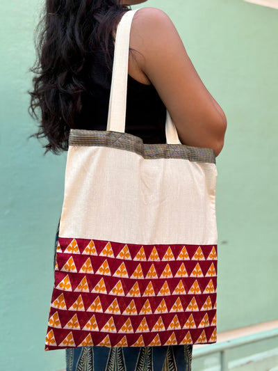 Half saree organic cotton tote bag